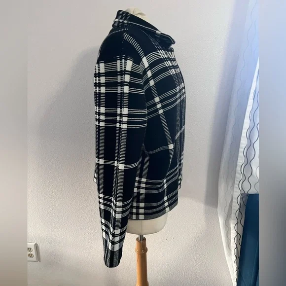 Chaps plaid zip up moto sweater jacket - Picture 4 of 6